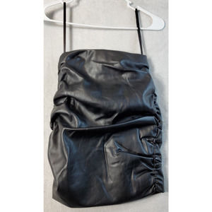 Superdown Tank Top Womens Size XS Black Faux Leather Polyester Off The Shoulder